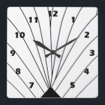 Art Deco Fan Design Black And White Square Wall Clock<br><div class="desc">Wall clock art deco design that you can customize with any text of your choice. Should you require any help with customizing then contact us through the link on this page. Art deco wall clock.</div>