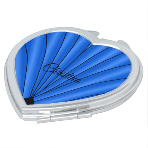 Art Deco Fan Design Deep Blue Compact Mirror