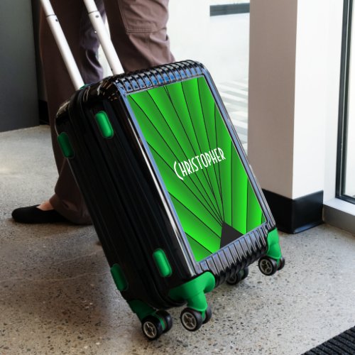 Art Deco Fan Design Green Luggage