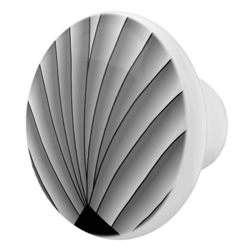 Art Deco Fan Design Grey Ceramic Knob