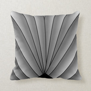 Art Deco Fan Design Grey Throw Pillow