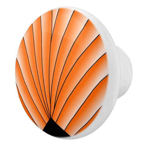 Art Deco Fan Design Orange Ceramic Knob