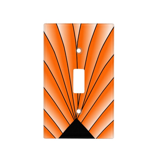 Art Deco Fan Design Orange Light Switch Cover (Front)