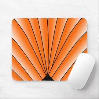 Art Deco Fan Design Orange Mouse Pad
