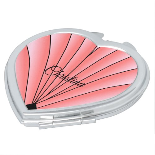 Art Deco Fan Design Pink Compact Mirror