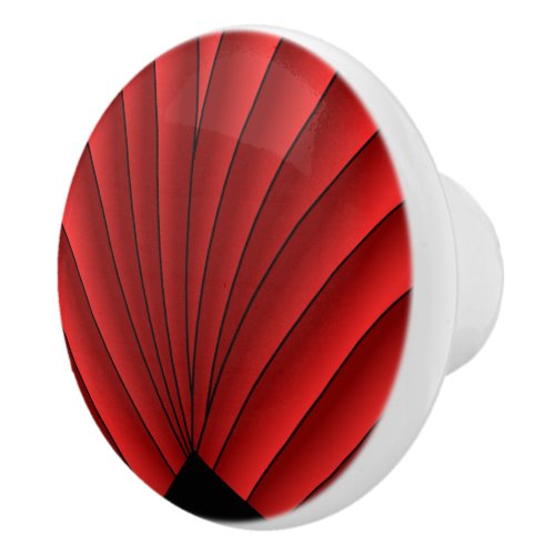 Art Deco Fan Design Red Ceramic Knob