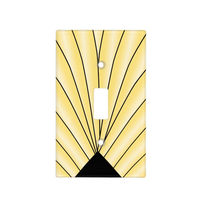 Art Deco Fan Design Yellow Light Switch Cover (Front)