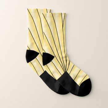 Art Deco Fan Design Yellow Socks by biglnet at Zazzle