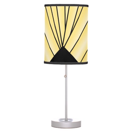 Art Deco Fan Design Yellow Table Lamp