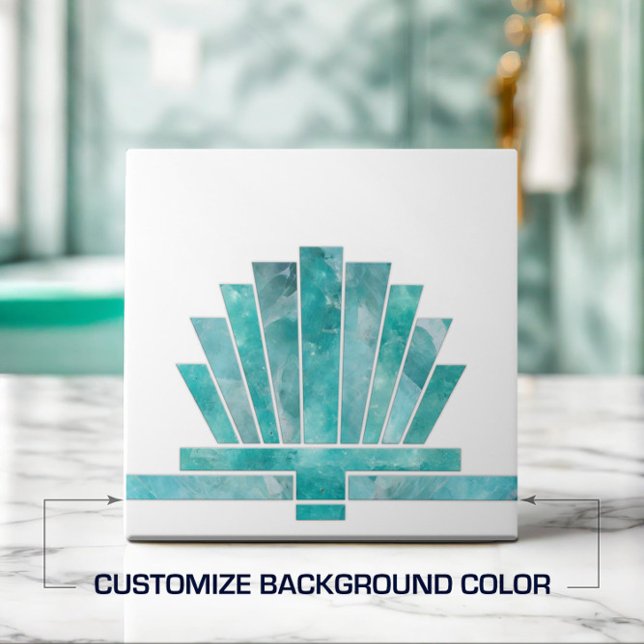 Art Deco Fan Geometric Shape - Change Background Ceramic Tile (Creator Uploaded)