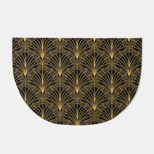 Art Deco Fan: Geometric Yellow Black Doormat
