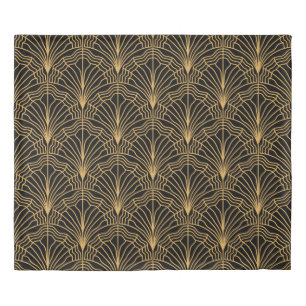 Art Deco Fan: Geometric Yellow Black Duvet Cover