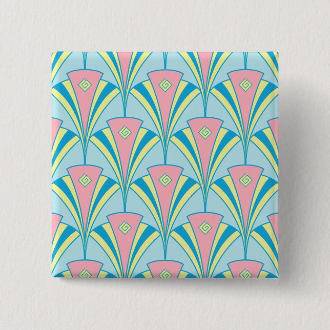 Art Deco Fan Miami Repeat Pattern Pinback Button (Front)
