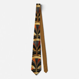 Art Deco Fan Motif Black, Gold & Deep Red Neck Tie