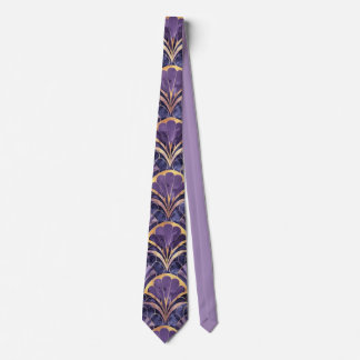 Art Deco Fan Motif Purple, Navy & Gold Elegance Neck Tie
