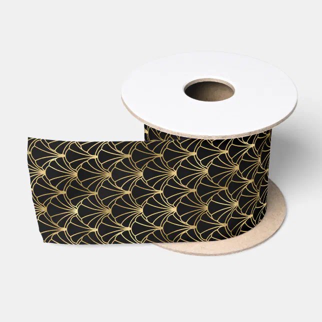 Art Deco Fan Oval Geometric Pattern Design Satin Ribbon | Zazzle