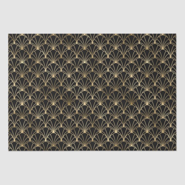 Art Deco Fan Oval Geometric Pattern Design Tissue Paper (Front)