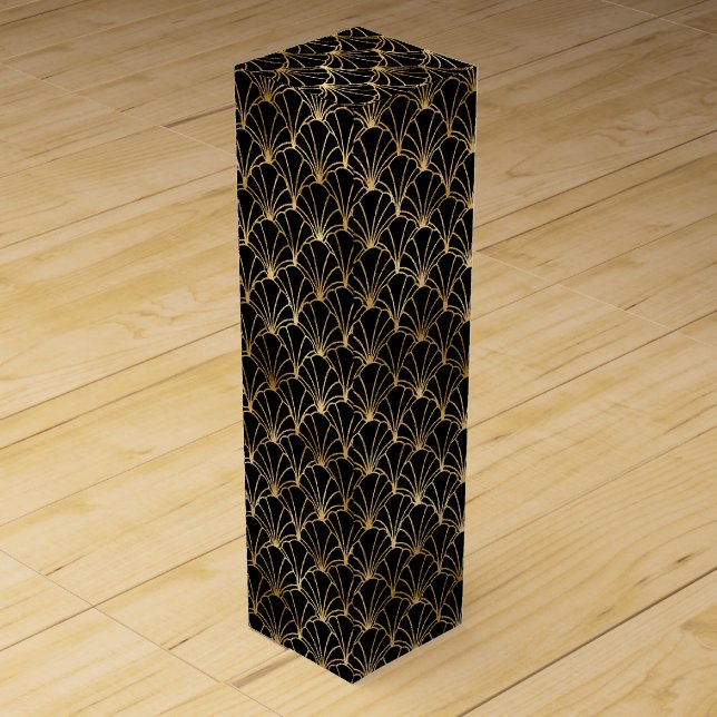 Art Deco Fan Oval Geometric Pattern Design Wine Box (Front)