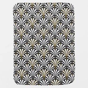 Art Deco fan pattern - black and white Baby Blanket