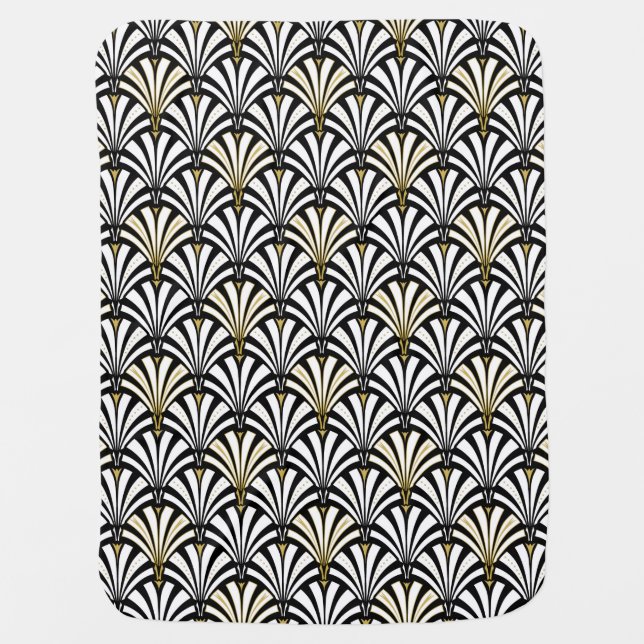 Art Deco fan pattern - black and white Baby Blanket (Front)