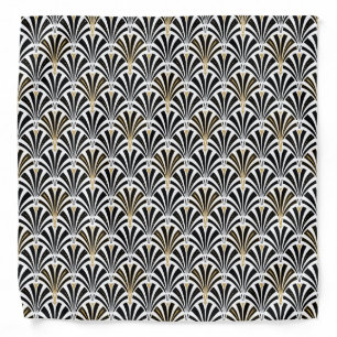 Art Deco fan pattern - black and white Bandana