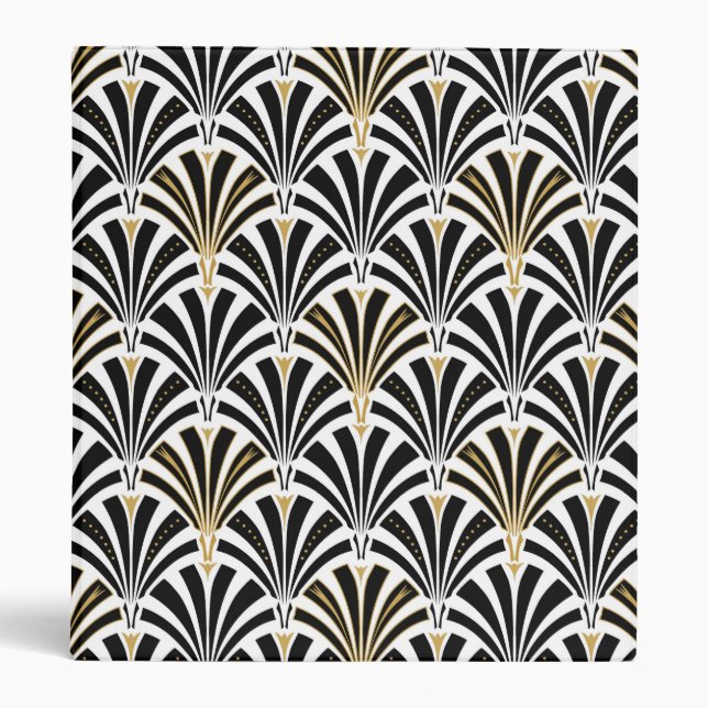 Art Deco fan pattern - black and white Binder (Front)