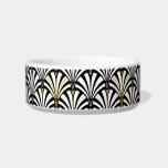 Art Deco fan pattern - black and white Bowl<br><div class="desc">Digital reproduction of a classic,  Art Deco wallpaper,  fan pattern - white on black,  embellished with gold</div>