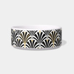 Art Deco fan pattern - black and white Bowl<br><div class="desc">Digital reproduction of a classic,  Art Deco wallpaper,  fan pattern - black on white,  embellished with gold</div>