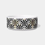 Art Deco fan pattern - black and white Bowl<br><div class="desc">Digital reproduction of a classic,  Art Deco wallpaper,  fan pattern - black on white,  embellished with gold</div>