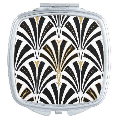 Art Deco fan pattern _ black and white Compact Mirror