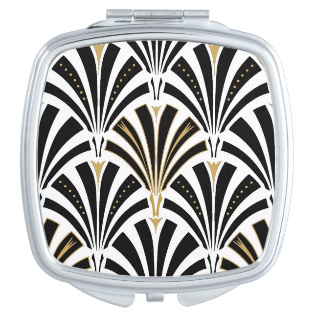 Art Deco fan pattern - black and white Compact Mirror (Front)