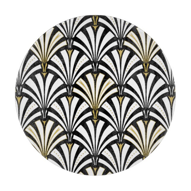 Art Deco fan pattern - black and white Cutting Board (Front)