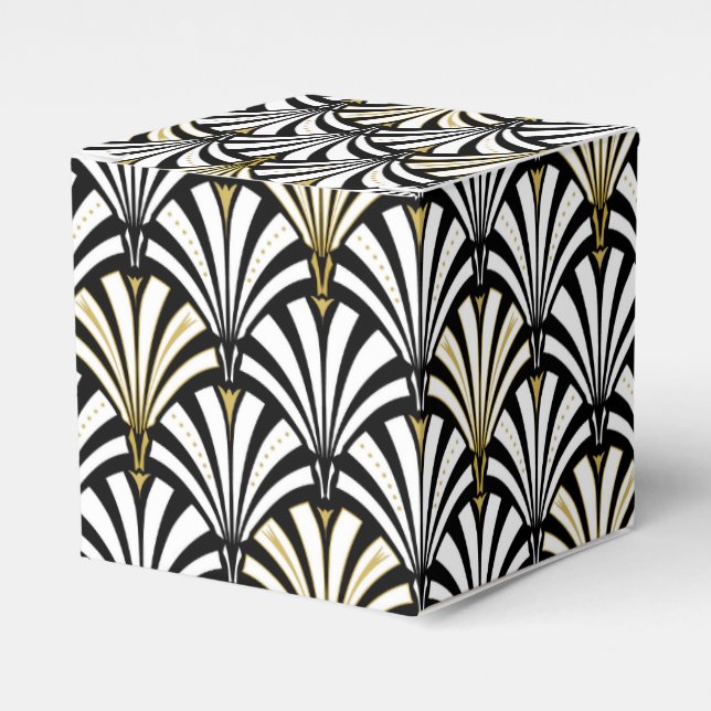 Art Deco fan pattern - black and white Favor Boxes (Front Side)