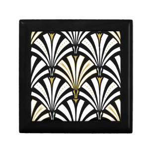 Art Deco fan pattern - black and white Jewelry Box
