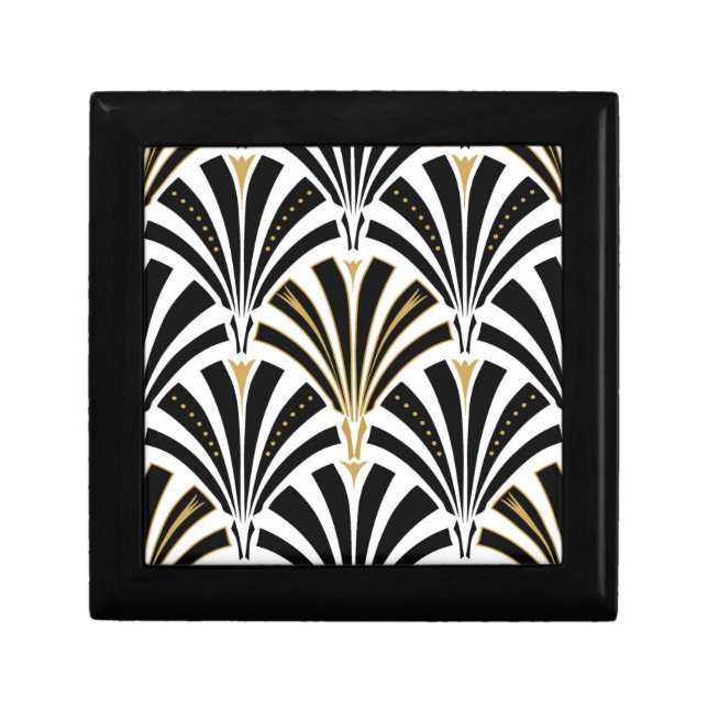 Art Deco fan pattern - black and white Keepsake Box (Front)