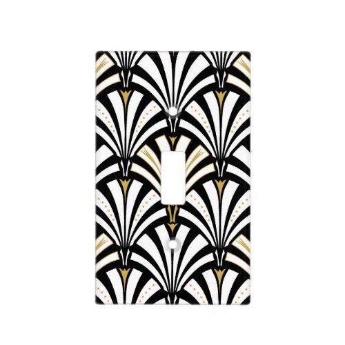 Art Deco fan pattern _ black and white Light Switch Cover