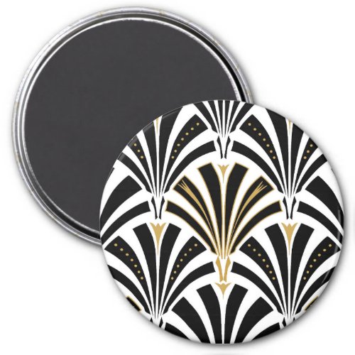 Art Deco fan pattern _ black and white Magnet