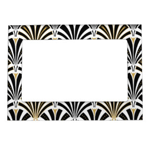Art Deco fan pattern - black and white Magnetic Photo Frame
