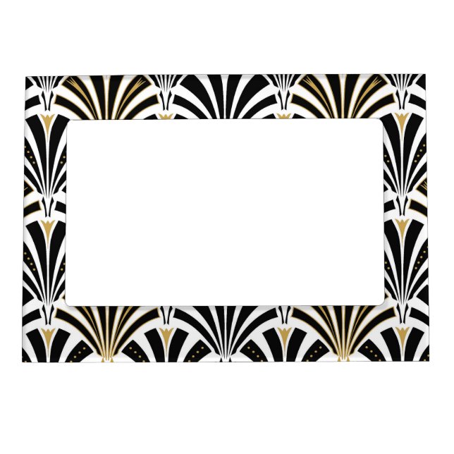 Art Deco fan pattern - black and white Magnetic Photo Frame (Front)