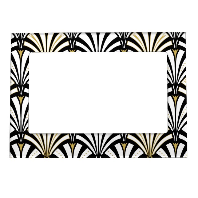 Art Deco fan pattern - black and white Magnetic Picture Frame (Front)