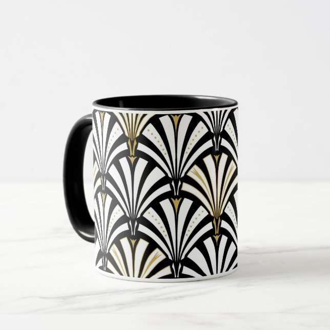 Art Deco fan pattern - black and white Mug (Front Left)
