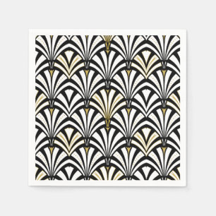 Art Deco fan pattern - black and white Napkins