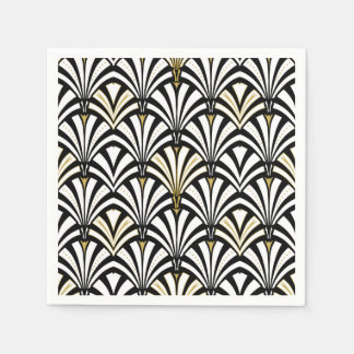Art Deco fan pattern - black and white Napkins