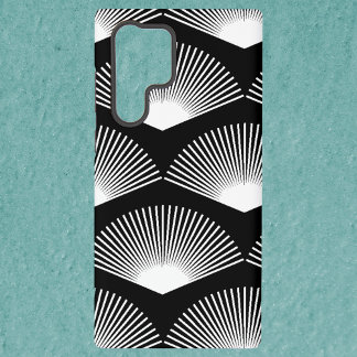 Art Deco Fan Pattern Black and White Samsung Galaxy S22 Ultra Case