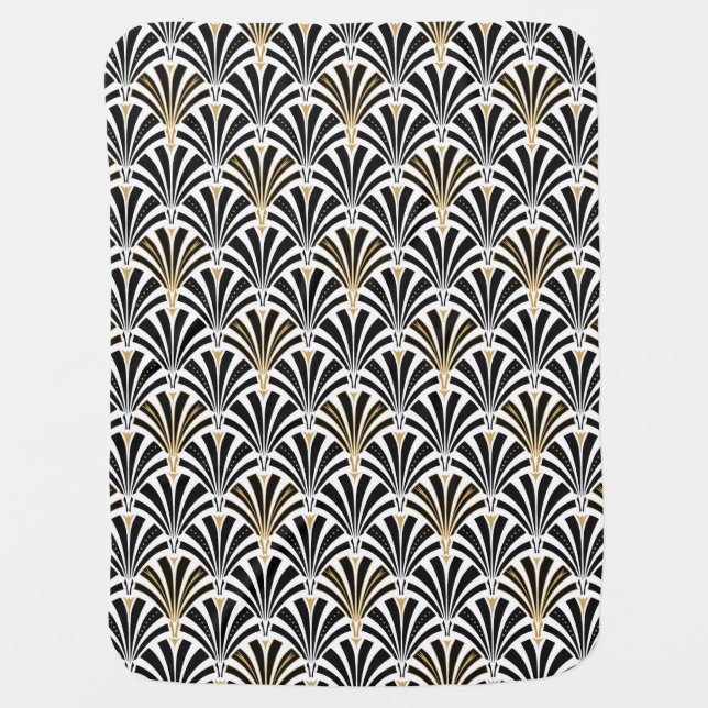 Art Deco fan pattern - black and white Stroller Blanket (Front)