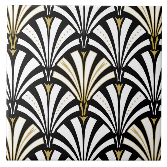 Art Deco Fan Pattern Black And White Tile Art Deco Fan Pattern Black And White Tile