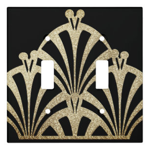 Art deco fan pattern black bronze elegant vintage light switch cover