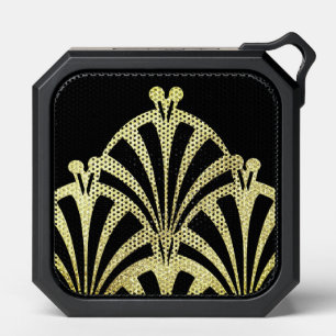 Art deco fan pattern black gold elegant vintage bluetooth speaker