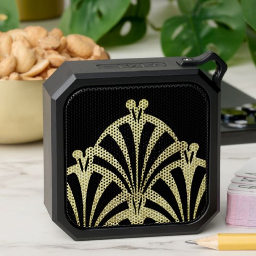 Art deco fan pattern black gold elegant vintage bluetooth speaker