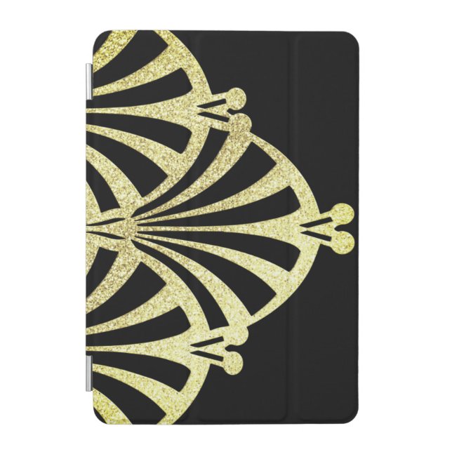 Art deco fan pattern black gold elegant vintage iPad mini cover (Front)